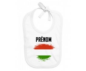 Bavoir bébé personnalisé Drapeau effet pinceau Hongrie avec prénom