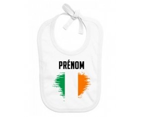 Bavoir bébé personnalisé Drapeau effet pinceau Irlande avec prénom