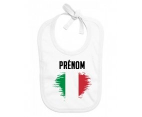 Bavoir bébé personnalisé Drapeau effet pinceau Italie avec prénom