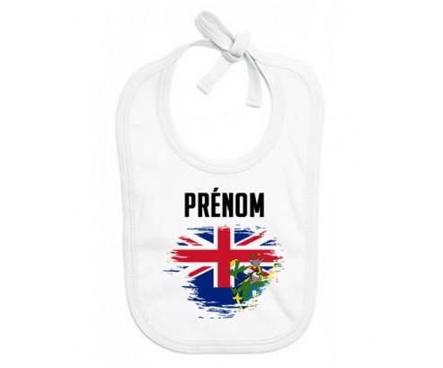 Bavoir bébé personnalisé Drapeau effet pinceau Îles Pitcairn avec prénom