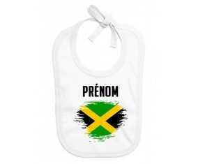 Bavoir bébé personnalisé Drapeau effet pinceau Jamaïque avec prénom