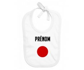 Bavoir bébé personnalisé Drapeau effet pinceau Japon avec prénom