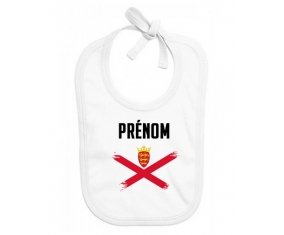 Bavoir bébé personnalisé Drapeau effet pinceau Île à Jersey avec prénom