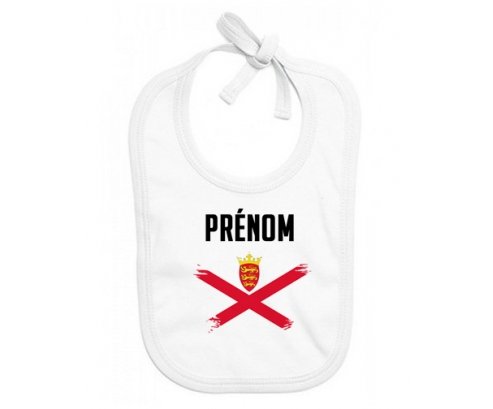 Bavoir bébé personnalisé Drapeau effet pinceau Île à Jersey avec prénom