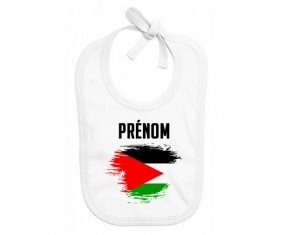 Bavoir bébé personnalisé Drapeau effet pinceau Jordan avec prénom
