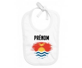 Bavoir bébé personnalisé Drapeau effet pinceau Kiribati avec prénom