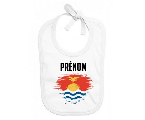 Bavoir bébé personnalisé Drapeau effet pinceau Kiribati avec prénom