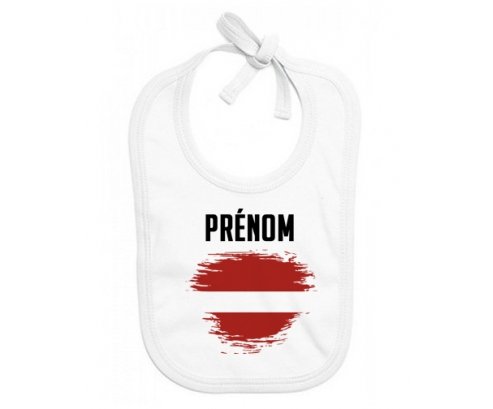 Bavoir bébé personnalisé Drapeau effet pinceau Lettonie avec prénom