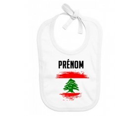 Bavoir bébé personnalisé Drapeau effet pinceau Liban avec prénom