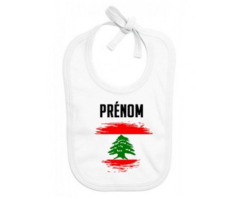 Bavoir bébé personnalisé Drapeau effet pinceau Liban avec prénom