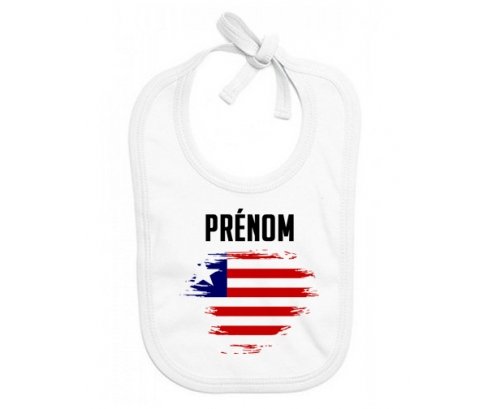 Bavoir bébé personnalisé Drapeau effet pinceau Libéria avec prénom