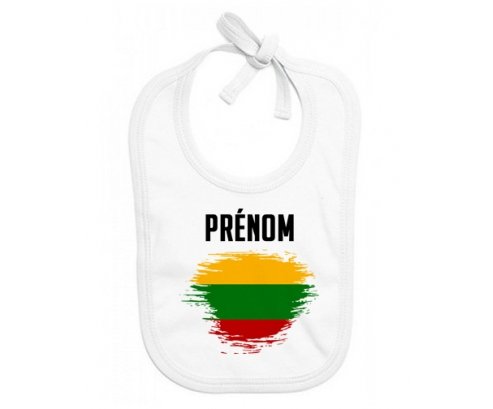 Bavoir bébé personnalisé Drapeau effet pinceau Lituanie avec prénom