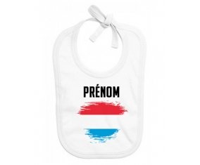 Bavoir bébé personnalisé Drapeau effet pinceau Luxembourg avec prénom