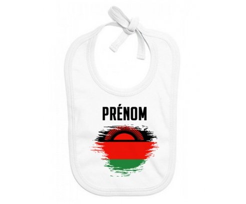Bavoir bébé personnalisé Drapeau effet pinceau Malawi avec prénom