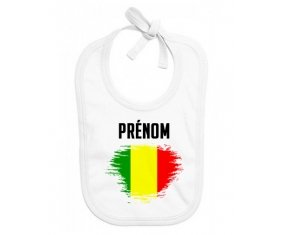 Bavoir bébé personnalisé Drapeau effet pinceau Mali avec prénom