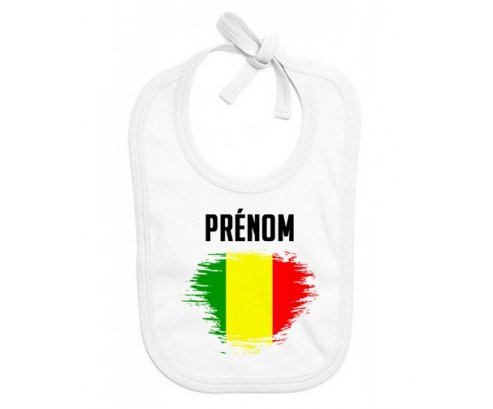 Bavoir bébé personnalisé Drapeau effet pinceau Mali avec prénom