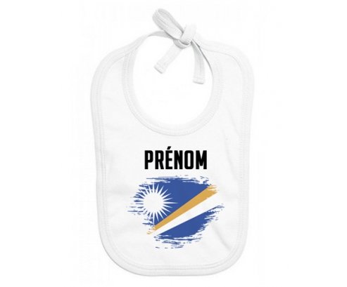 Bavoir bébé personnalisé Drapeau effet pinceau Iles Marshall avec prénom