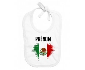 Bavoir bébé personnalisé Drapeau effet pinceau Mexique avec prénom