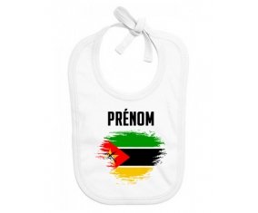 Bavoir bébé personnalisé Drapeau effet pinceau Mozambique avec prénom