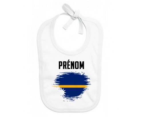 Bavoir bébé personnalisé Drapeau effet pinceau Nauru avec prénom