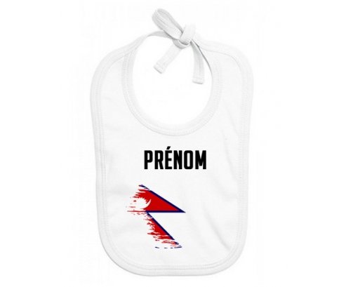 Bavoir bébé personnalisé Drapeau effet pinceau Népal avec prénom