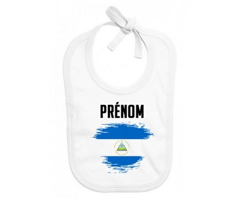 Bavoir bébé personnalisé Drapeau effet pinceau Nicaragua avec prénom