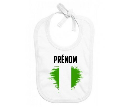 Bavoir bébé personnalisé Drapeau effet pinceau Nigeria avec prénom