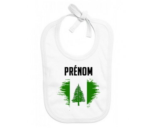 Bavoir bébé personnalisé Drapeau effet pinceau l'ile de Norfolk avec prénom