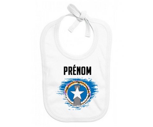 Bavoir bébé personnalisé Drapeau effet pinceau Corée du Nord avec prénom