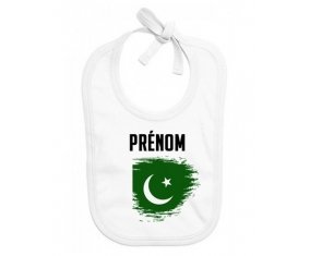 Bavoir bébé personnalisé Drapeau effet pinceau Pakistan avec prénom