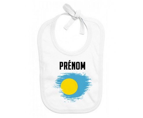 Bavoir bébé personnalisé Drapeau effet pinceau Palau avec prénom