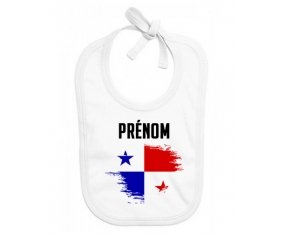 Bavoir bébé personnalisé Drapeau effet pinceau Panama avec prénom