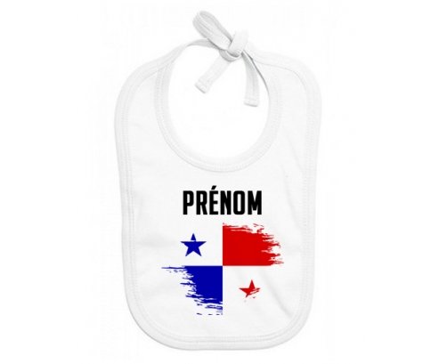 Bavoir bébé personnalisé Drapeau effet pinceau Panama avec prénom