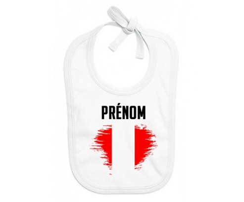 Bavoir bébé personnalisé Drapeau effet pinceau Pérou avec prénom