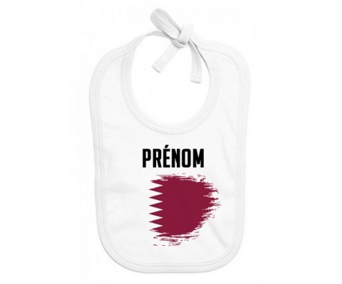 Bavoir bébé personnalisé Drapeau effet pinceau Qatar avec prénom