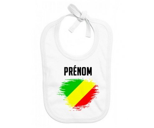Bavoir bébé personnalisé Drapeau effet pinceau République du Congo avec prénom