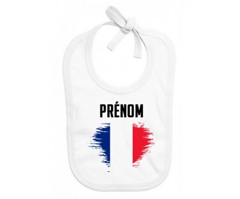 Bavoir bébé personnalisé Drapeau effet pinceau île de la Réunion avec prénom
