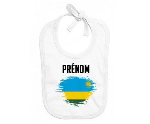 Bavoir bébé personnalisé Drapeau effet pinceau Rwanda avec prénom