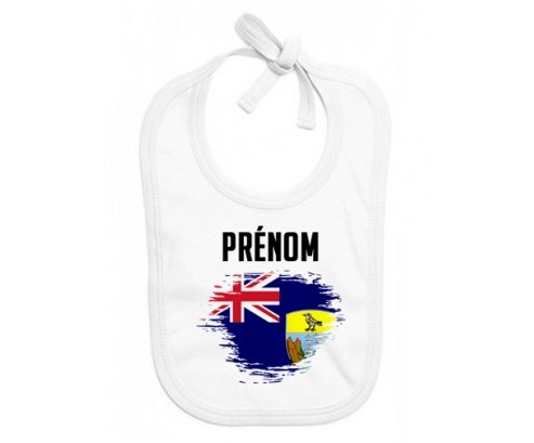 Bavoir bébé personnalisé Drapeau effet pinceau Sainte-Hélène avec prénom