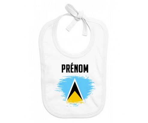 Bavoir bébé personnalisé Drapeau effet pinceau Sainte-Lucie avec prénom