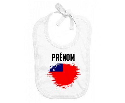 Bavoir bébé personnalisé Drapeau effet pinceau Samoa avec prénom