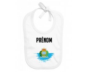 Bavoir bébé personnalisé Drapeau effet pinceau Saint Marin avec prénom