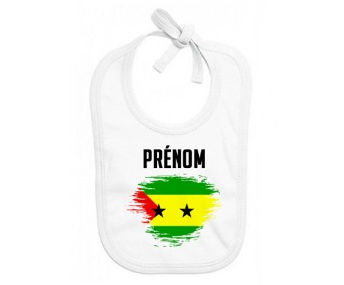 Bavoir bébé personnalisé Drapeau effet pinceau Sao Tomé et Principe avec prénom