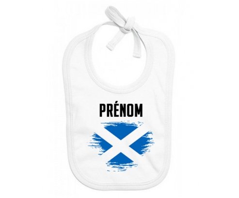 Bavoir bébé personnalisé Drapeau effet pinceau Écosse avec prénom