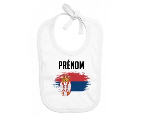 Bavoir bébé personnalisé Drapeau effet pinceau Serbie avec prénom