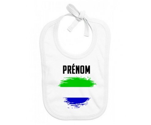 Bavoir bébé personnalisé Drapeau effet pinceau Sierra Leone avec prénom