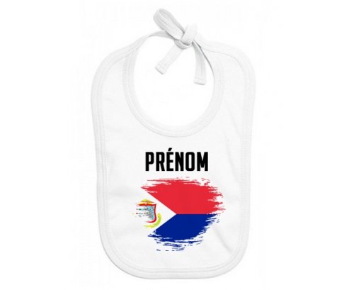 Bavoir bébé personnalisé Drapeau effet pinceau Sint Maarten avec prénom