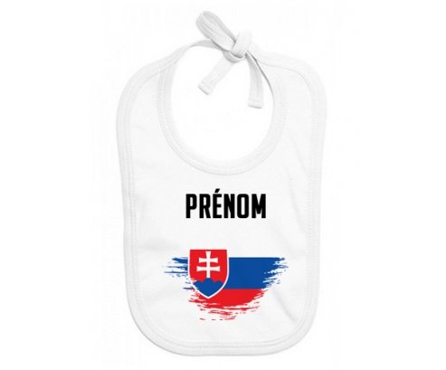 Bavoir bébé personnalisé Drapeau effet pinceau Slovaquie avec prénom