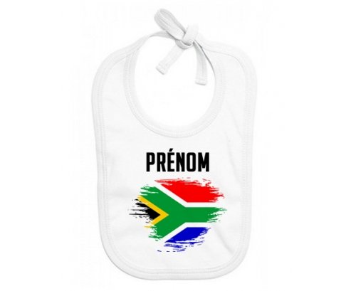 Bavoir bébé personnalisé Drapeau effet pinceau Afrique du Sud avec prénom