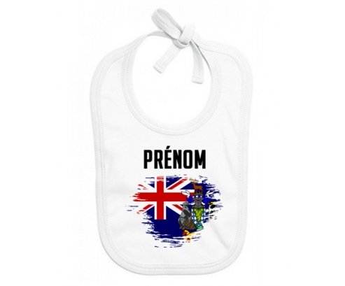 Bavoir bébé personnalisé Drapeau effet pinceau Géorgie du Sud et les Îles Sandwich du Sud avec prénom